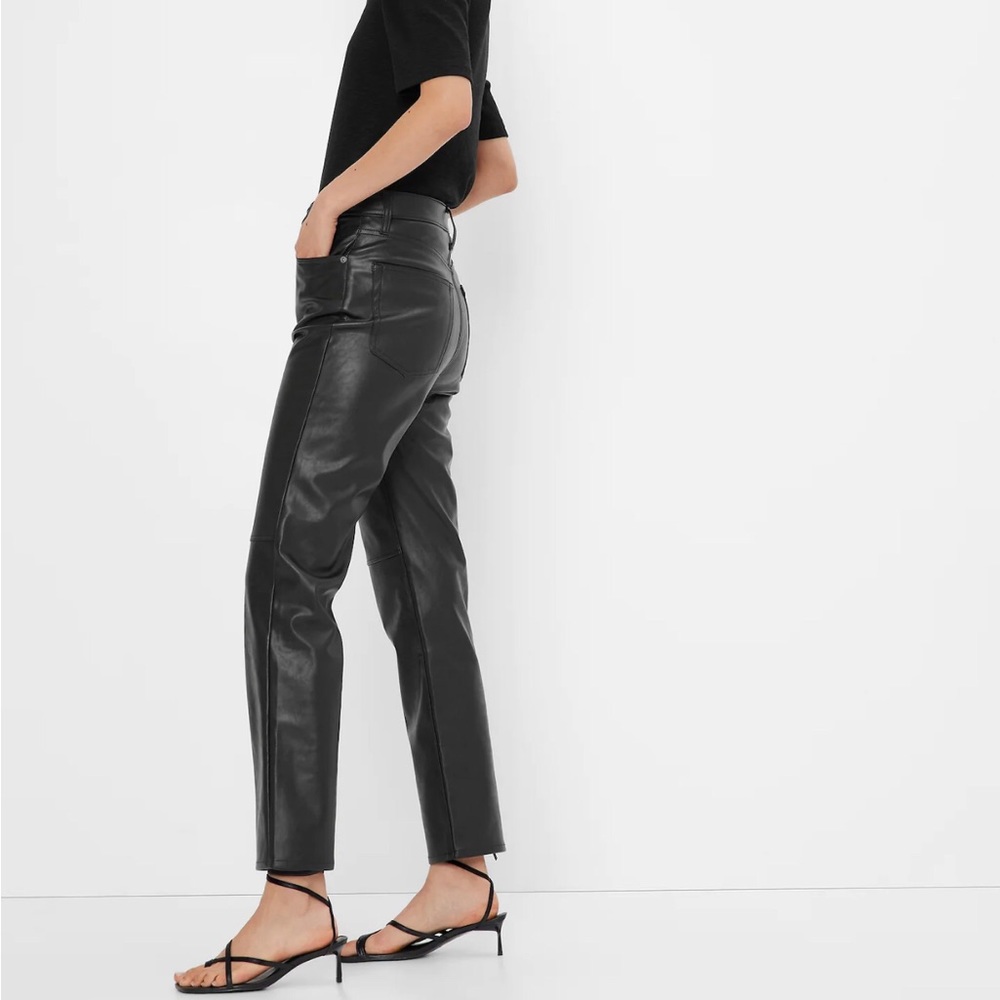 Gap Sky High Rise Faux Leather Cheeky Straight Pants